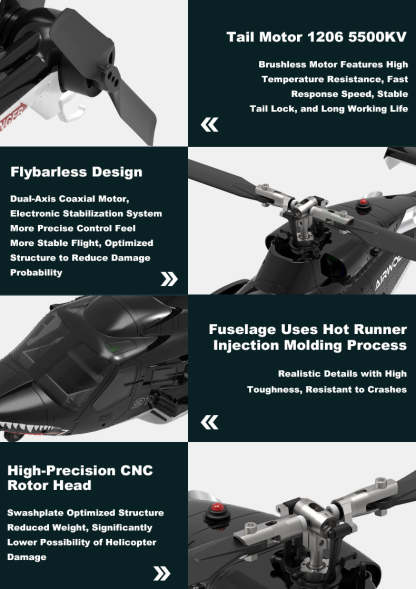 WOLFBUSH AW-911 Airwolf 1/34 Scale RC Helicopter Smart GPS 2.4G 9CH 6G/3D Stunt RC Airplane
