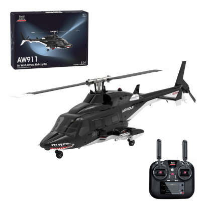 WOLFBUSH AW-911 Airwolf 1/34 Scale RC Helicopter Smart GPS 2.4G 9CH 6G/3D Stunt RC Airplane