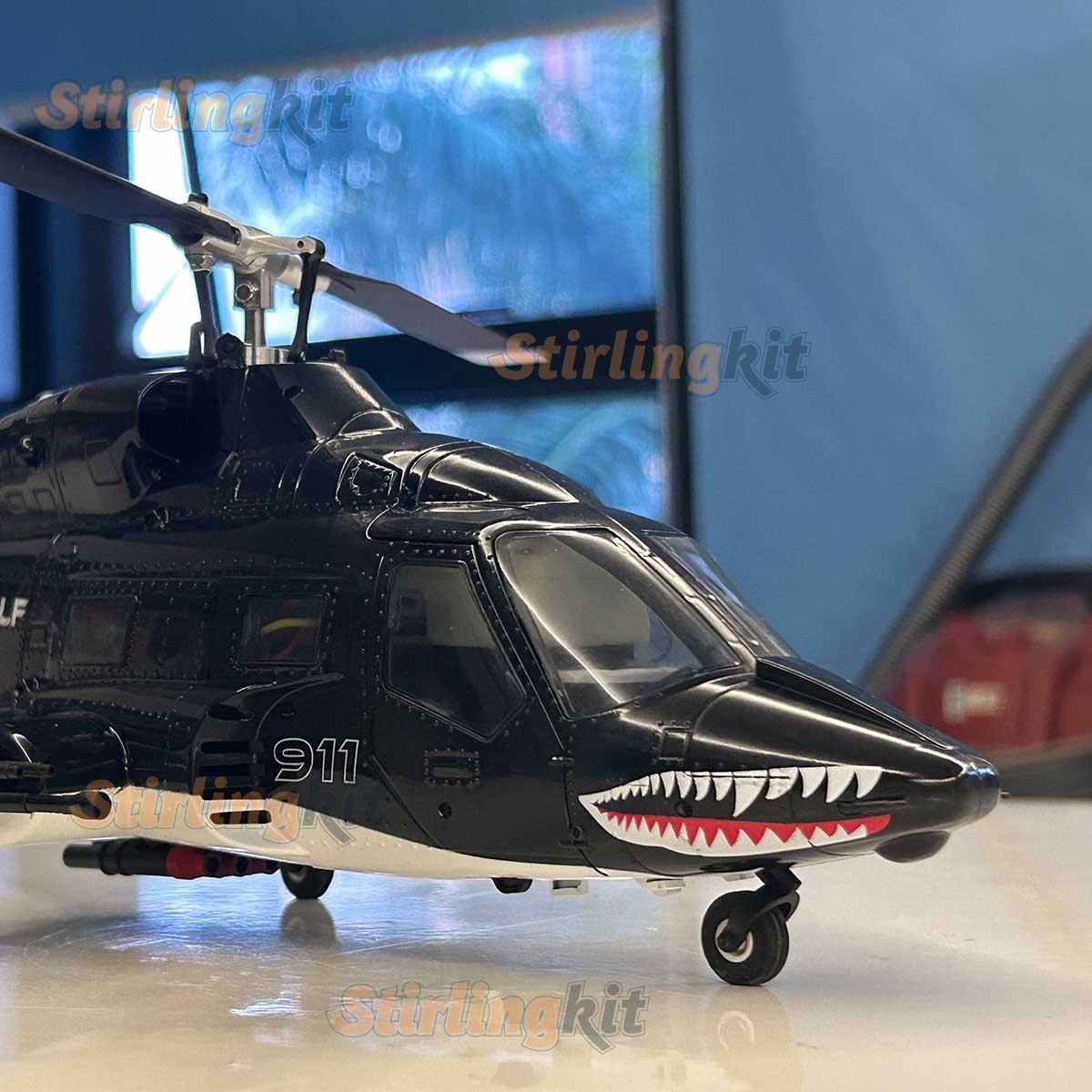 WOLFBUSH AW-911 Airwolf 1/34 Scale RC Helicopter Smart GPS 2.4G 9CH 6G/3D Stunt RC Airplane