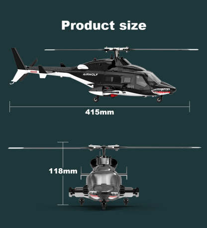 WOLFBUSH AW-911 Airwolf 1/34 Scale RC Helicopter Smart GPS 2.4G 9CH 6G/3D Stunt RC Airplane