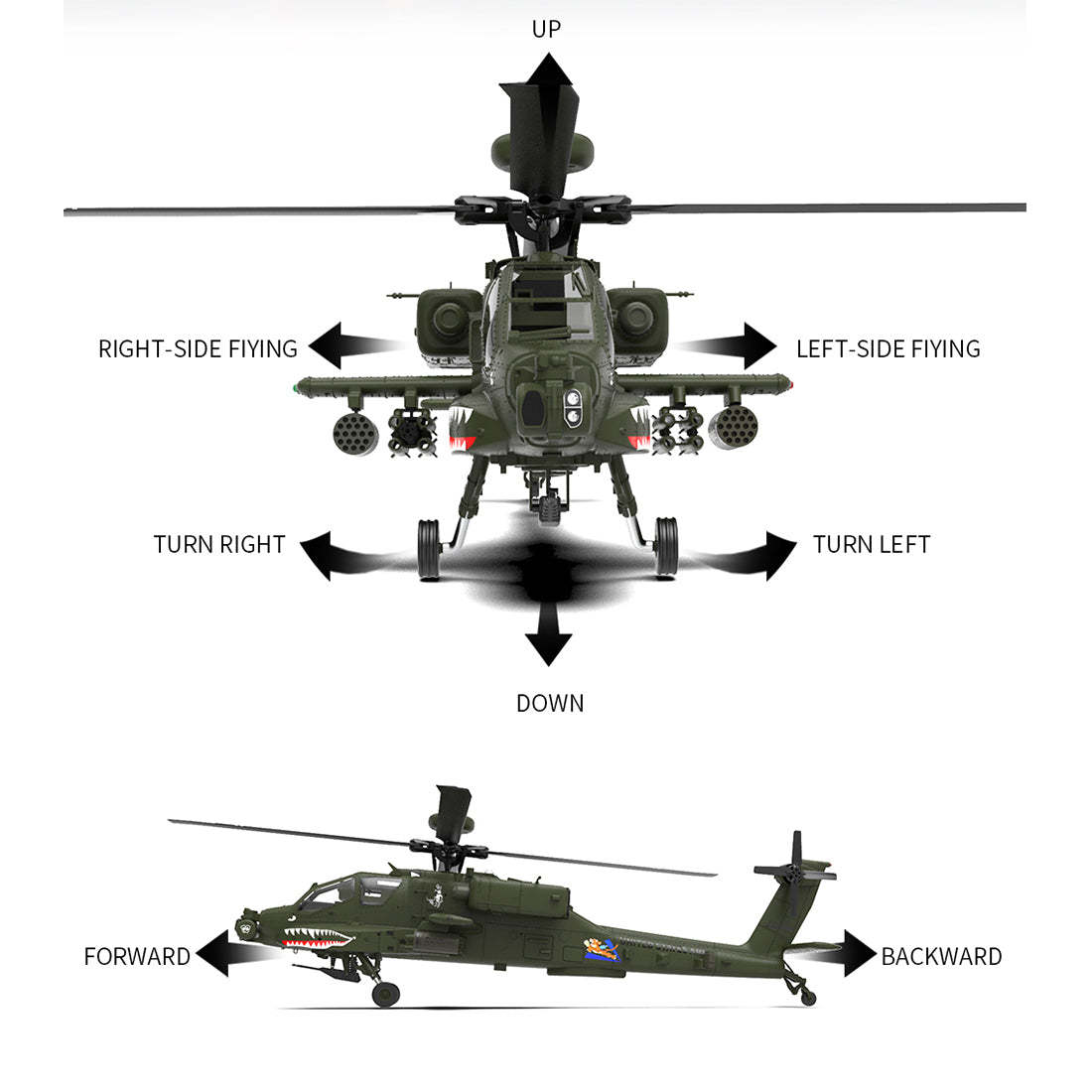 F11 AH-64 Apache RC Helicopter Model 1/32 Scale 2.4G 6CH