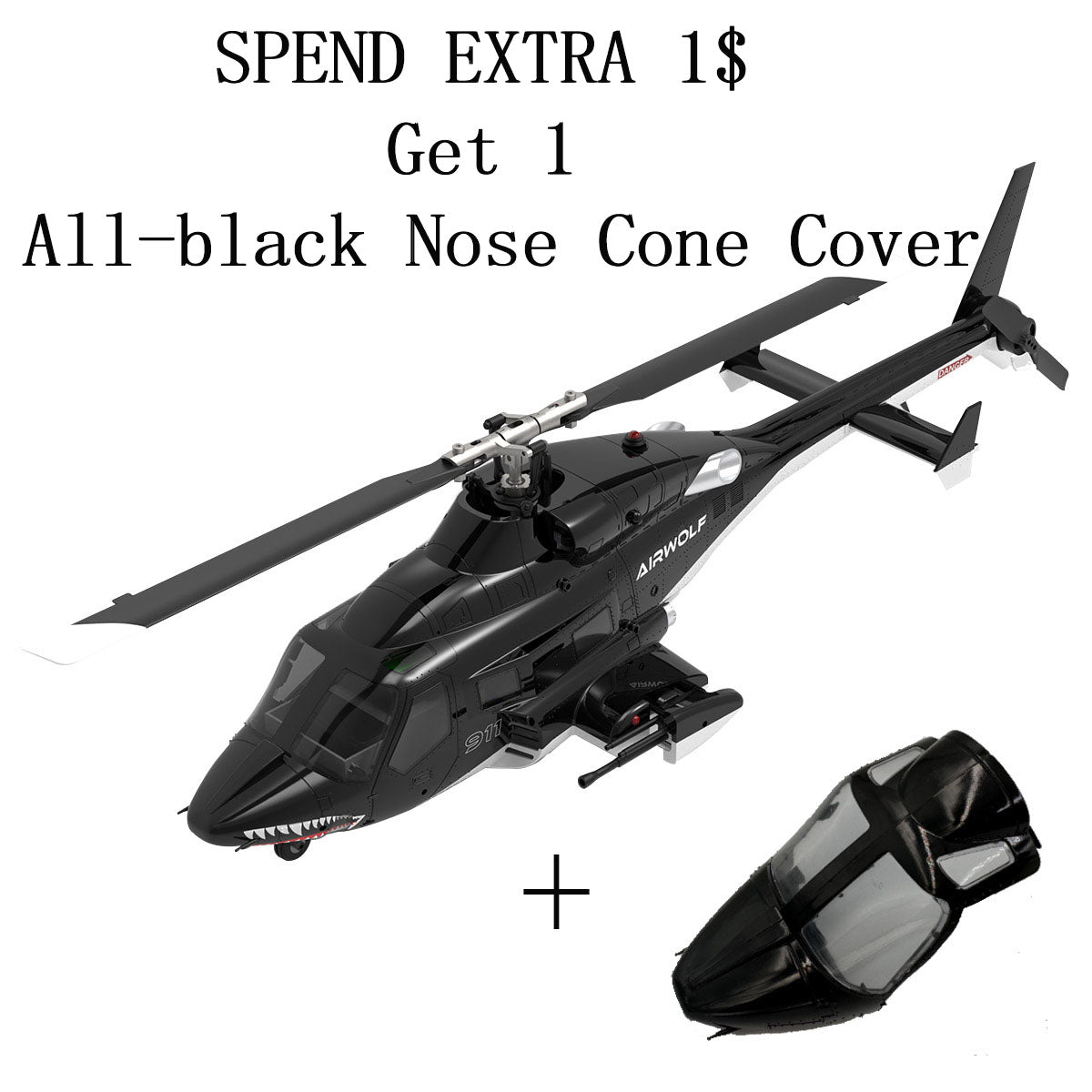 WOLFBUSH AW-911 Airwolf 1/34 Scale RC Helicopter Smart GPS 2.4G 9CH 6G/3D Stunt RC Airplane