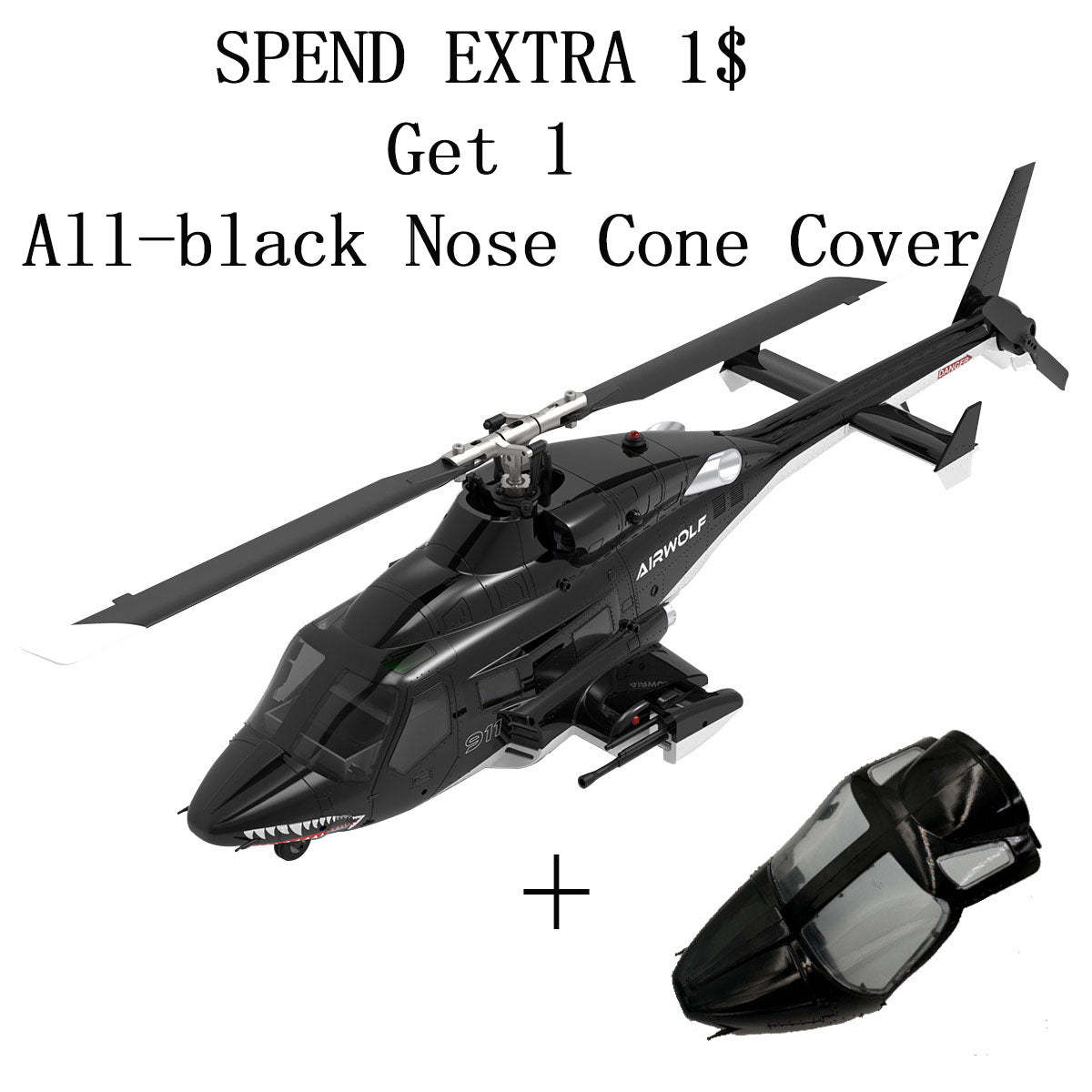 WOLFBUSH AW-911 Airwolf 1/34 Scale RC Helicopter Smart GPS 2.4G 9CH 6G/3D Stunt RC Airplane