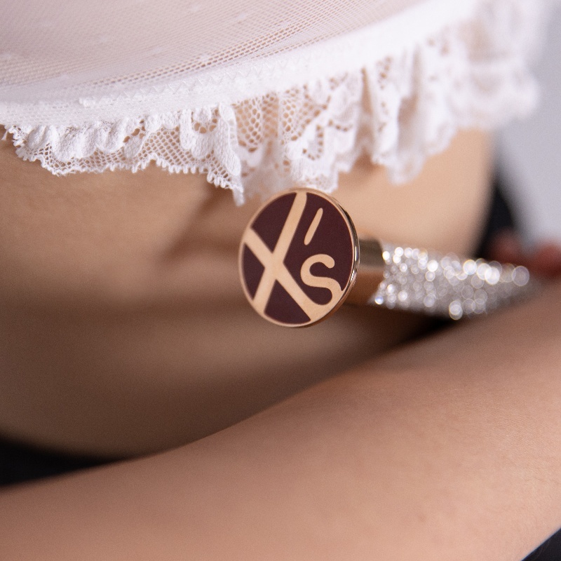 HEBE - Pink Leather Riding Crop with Crystal Handle