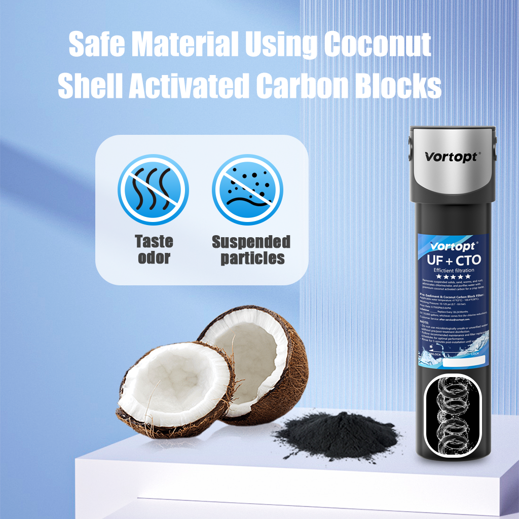 VORTOPT Q5-UF-M Replacement Water Filter Cartridge for Under Sink Systems, 14000 Gallon Capacity, NSF Certified, Reduces Chlorine and Particles