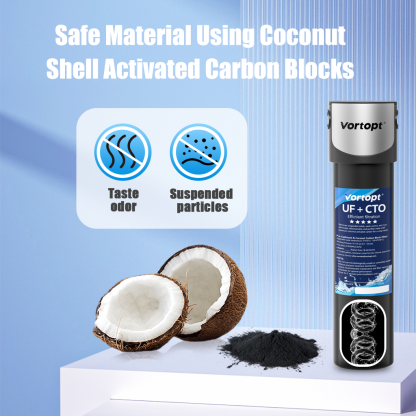 VORTOPT Q5-UF-M Replacement Water Filter Cartridge for Under Sink Systems, 14000 Gallon Capacity, NSF Certified, Reduces Chlorine and Particles
