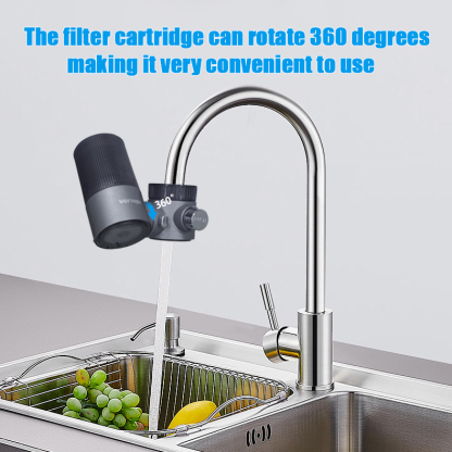 Advanced Sink Faucet Filter, 360 ° Rotary Faucet Water Purifier, NSF Certified Level 5 Filtration, Compatible with 99% of Faucets(Black-T6-CTO/T6-UF)