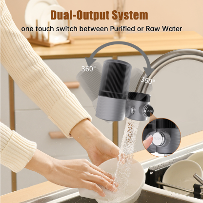 Advanced Sink Faucet Filter, 360 ° Rotary Faucet Water Purifier, NSF Certified Level 5 Filtration, Compatible with 99% of Faucets(Black-T6-CTO/T6-UF)