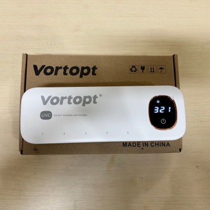 Toothbrush Sanitizer and Holder, Toothbrush Holders for Bathrooms with Light Clean Air Dry, Rechargeable Toothbrush Holders Wall Mounted with 5 Slots, Timer Function Tooth Brush Cleaner Case