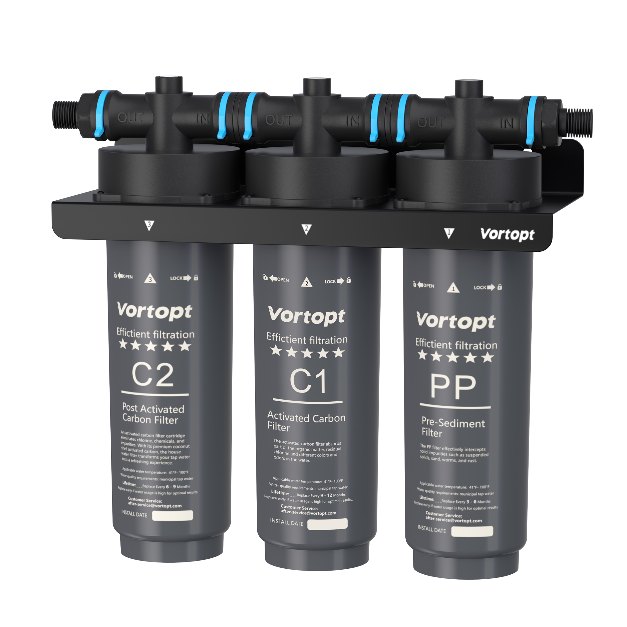 Under Sink Water Filter System,NSF Certificated,3-Stage Filtration,Water Purifier for Kitchen,Reduces PFAS,PFOA/PFOS,Fluoride,Chlorine,Bad Taste & Odo,Drinking Water Filter, Black,F02 3 Filters.