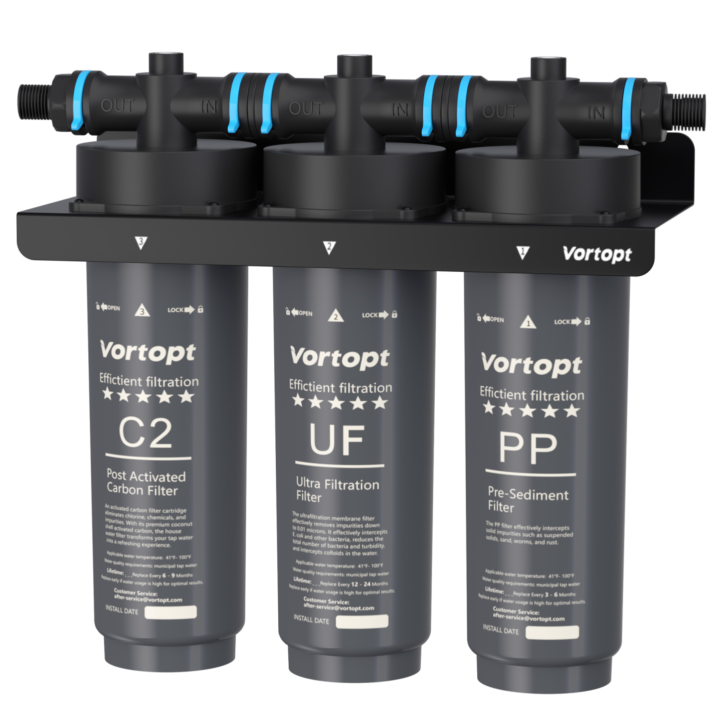 Under Sink Water Filter System,NSF Certificated,3-Stage Filtration,Water Purifier for Kitchen,Reduces PFAS,PFOA/PFOS,Fluoride,Chlorine,Bad Taste & Odo,Drinking Water Filter, Black,F02 3 Filters.