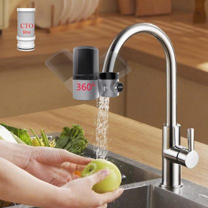 Advanced Sink Faucet Filter, 360 ° Rotary Faucet Water Purifier, NSF Certified Level 5 Filtration, Compatible with 99% of Faucets(Black-T6-CTO/T6-UF)