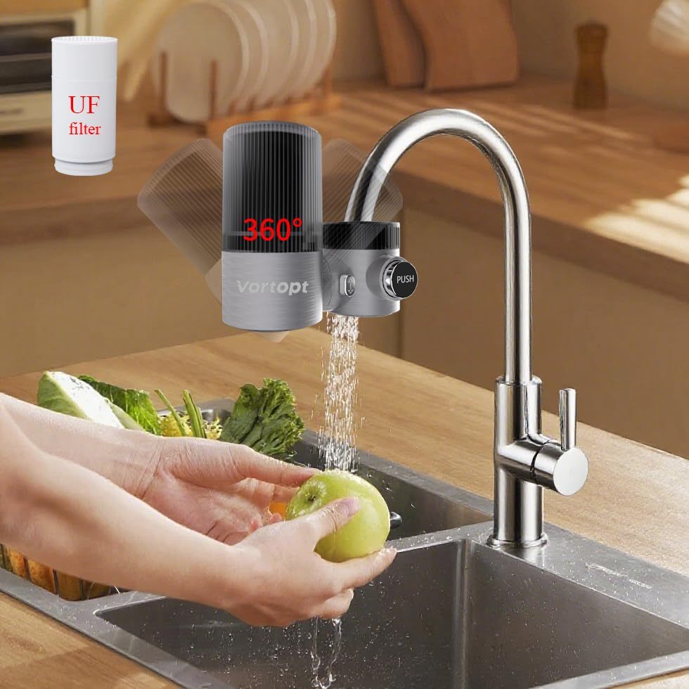 Advanced Sink Faucet Filter, 360 ° Rotary Faucet Water Purifier, NSF Certified Level 5 Filtration, Compatible with 99% of Faucets(Black-T6-CTO/T6-UF)