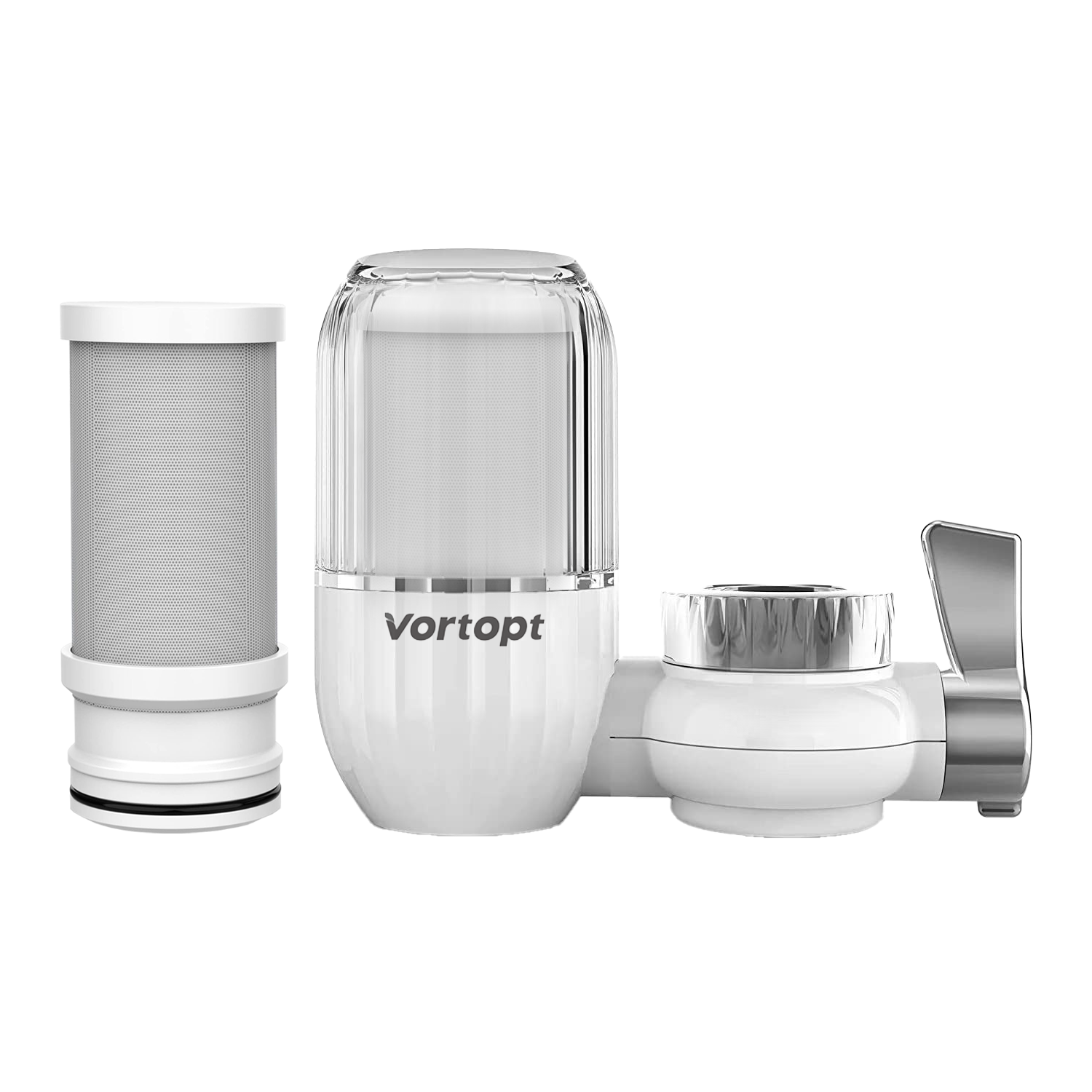 Vortopt Water Filter for Sink Faucet,Faucet Water Filter NSF Certified,400 Gallon Capacity,Activated Carbon,Reduces 99% Chlorine and Odor,3-6 Month Lifespan,T4 CTO,a filter element.