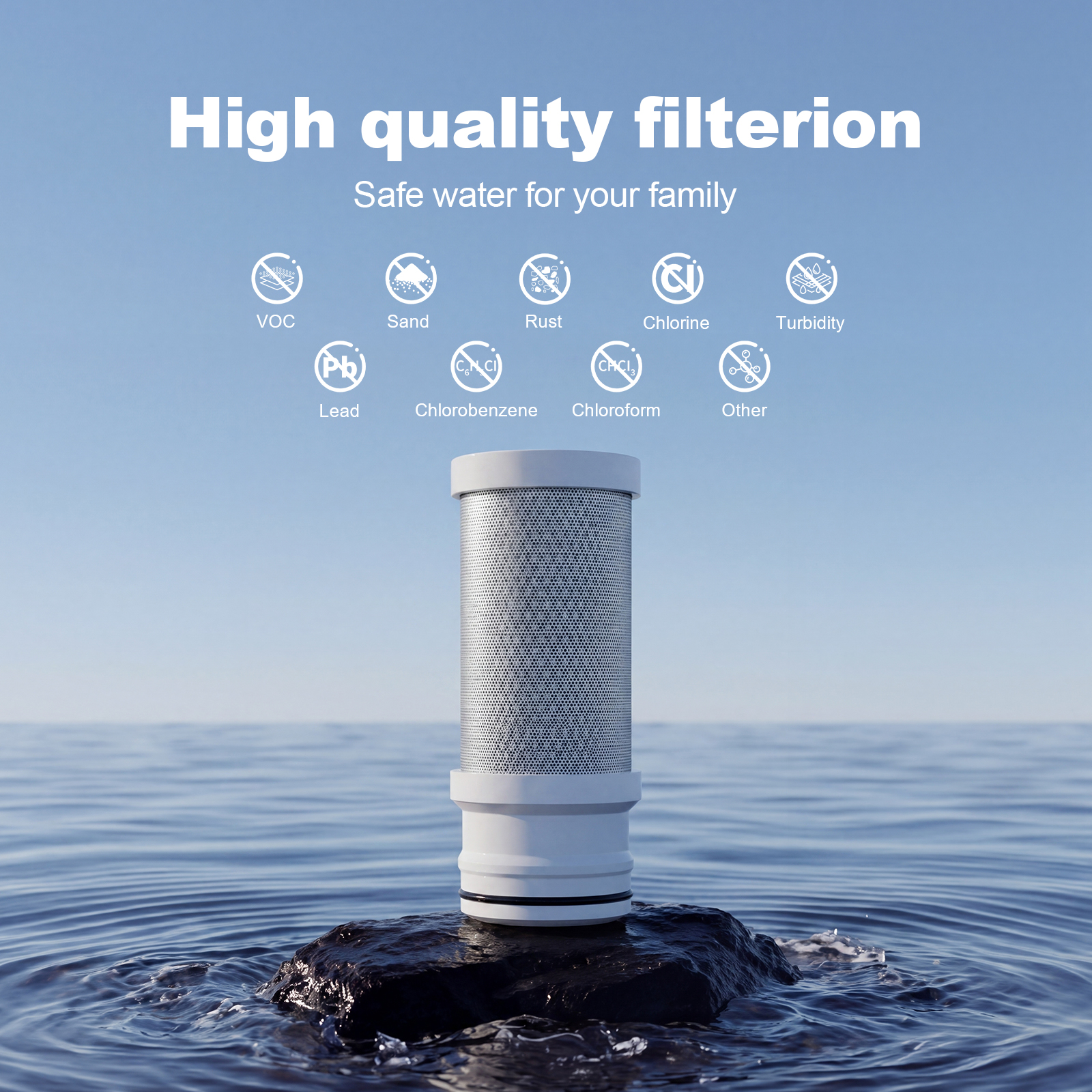 T6-LG 360° Rotating Faucet Water Filter with Blue Light Technology – 400-Gallon Capacity, Reduces 99% Chlorine & Odor, Universal Fit, 3-Month Lif