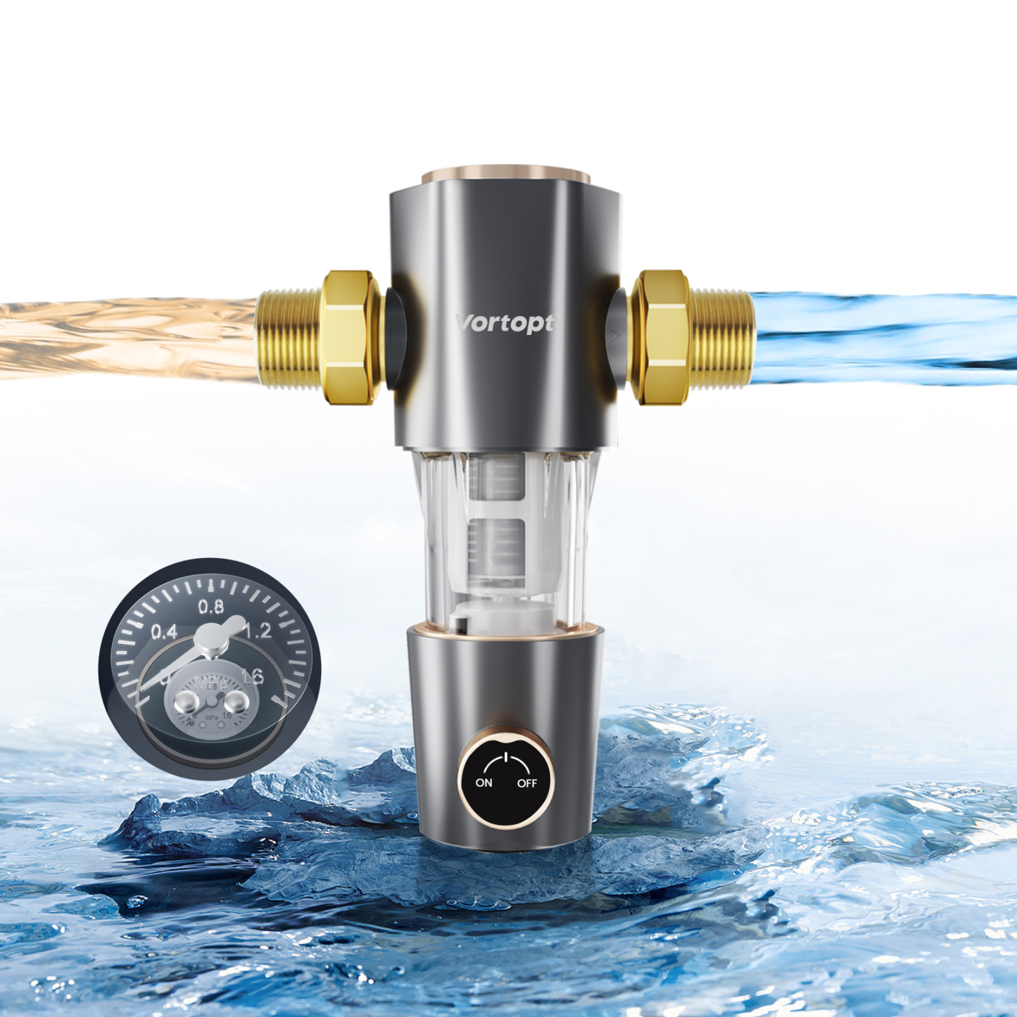 Q50 Sediment Filter for Well Water ,Automatic Backwash System, Spin Down Sediment Filter, Vortopt