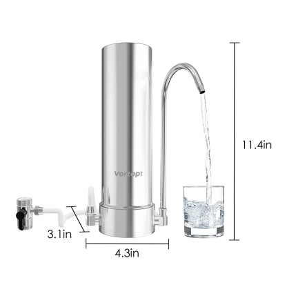 F7 Countertop Water Filter System 5-Stage Stainless Steel Faucet Water Filter for 8000 Gallons, Vortopt