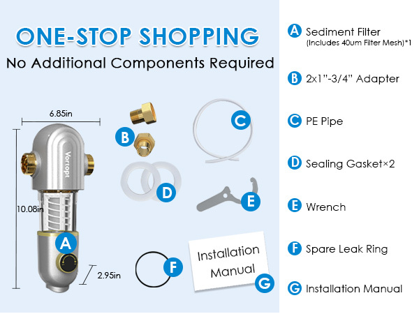 Q2 Self-cleaning Spin Down Sediment Filter, Vortopt