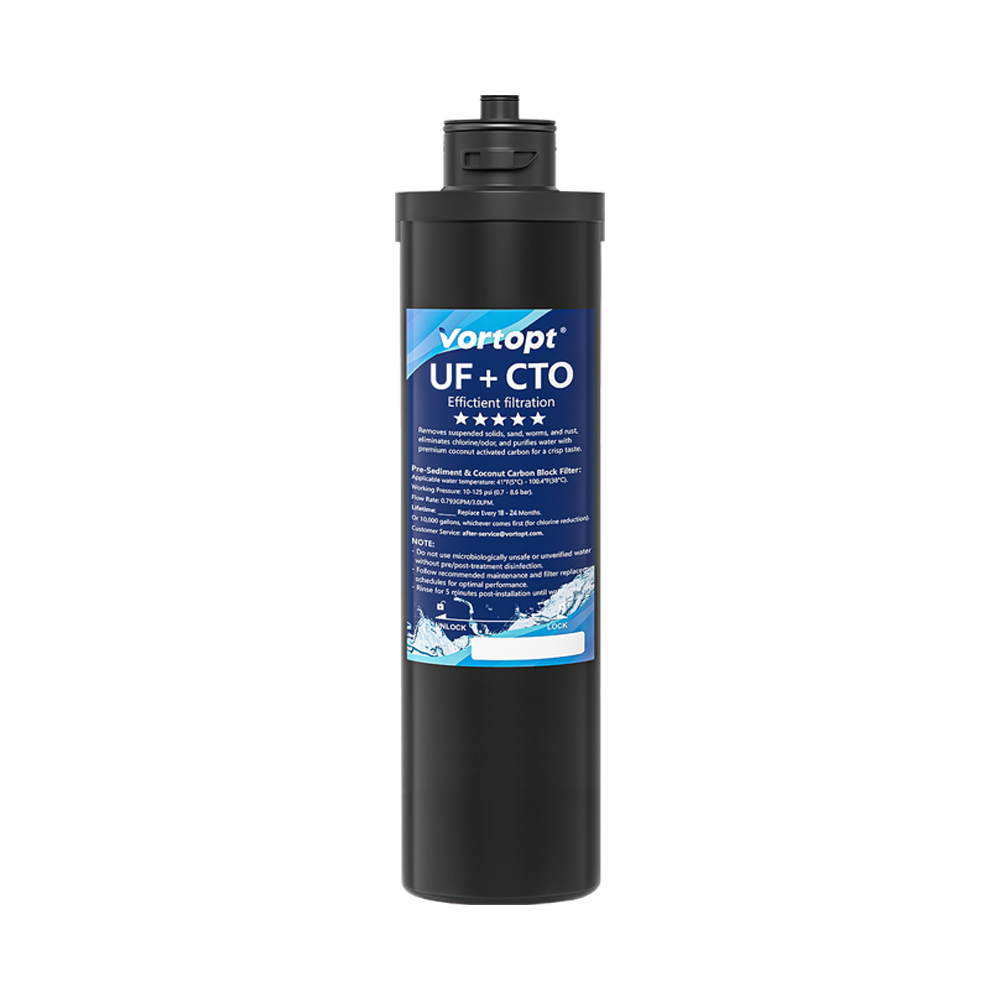 VORTOPT Q5-UF-M Replacement Water Filter Cartridge for Under Sink Systems, 14000 Gallon Capacity, NSF Certified, Reduces Chlorine and Particles