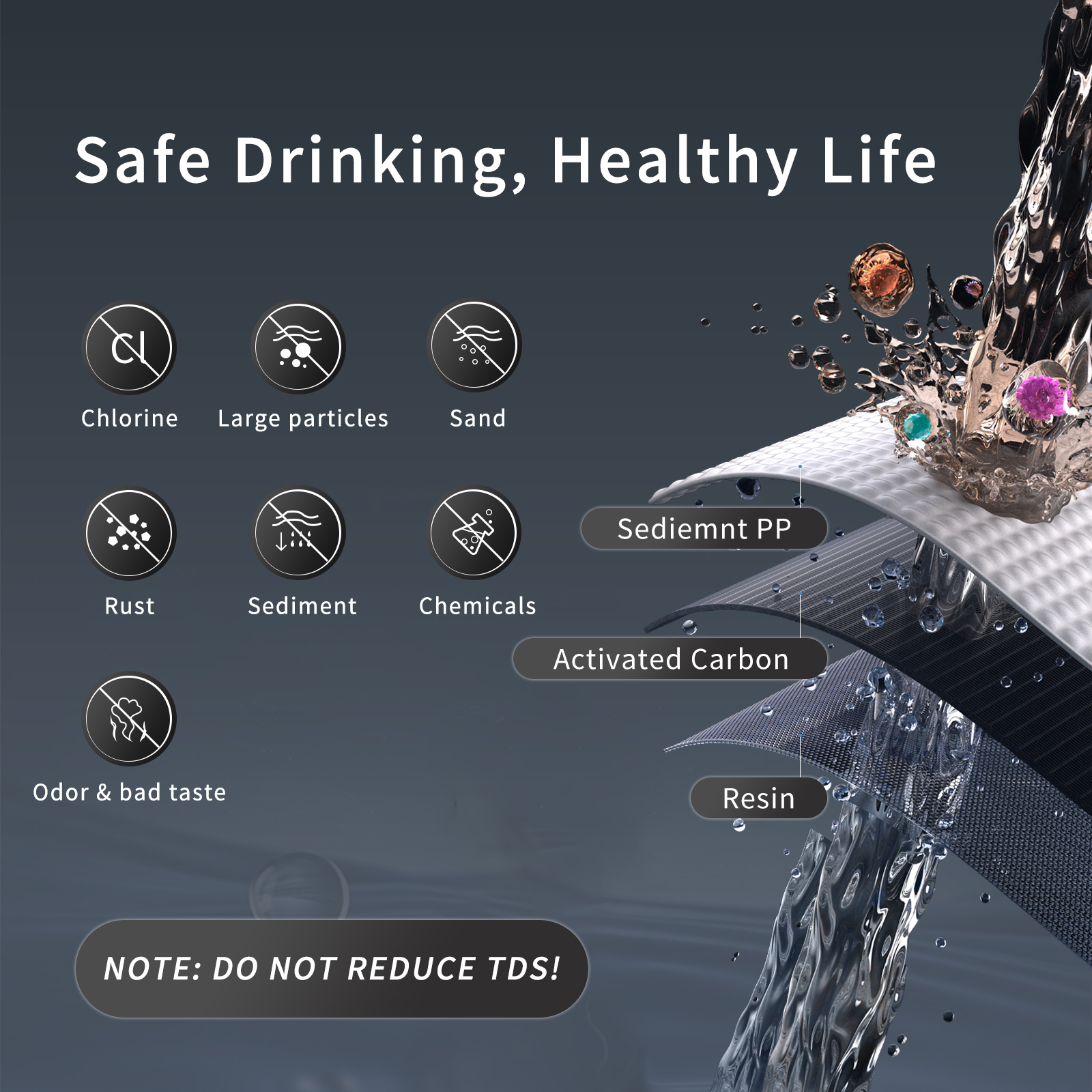 Vortopt Countertop Instant Heat Water Filter Dispenser, NSF Certified Water Filtration Pitcher UR05