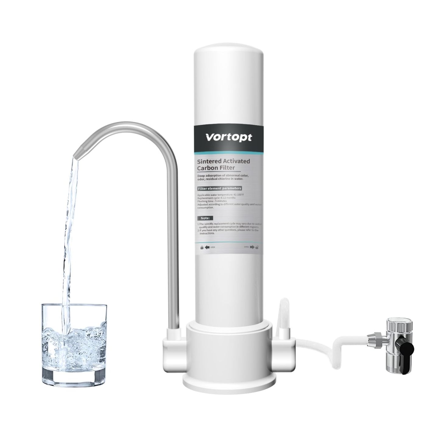 F8 -Vortopt Countertop Water Filtration System - Faucet Water Filter for Sink - Water Purifier for Kitchen