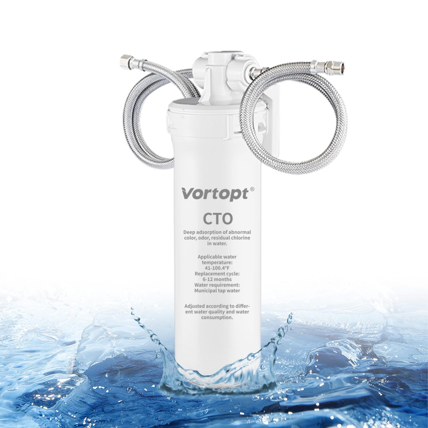 Vortopt Under Sink Water Filter,19000 Gallons Under Sink Water Filtration System,NSF/ANSI 53&42 Certified,Reduces Lead, Chlorine, Bad Taste & Odor,Q9-C1 (2 Filters)