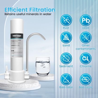 F8 -Vortopt Countertop Water Filtration System - Faucet Water Filter for Sink - Water Purifier for Kitchen 