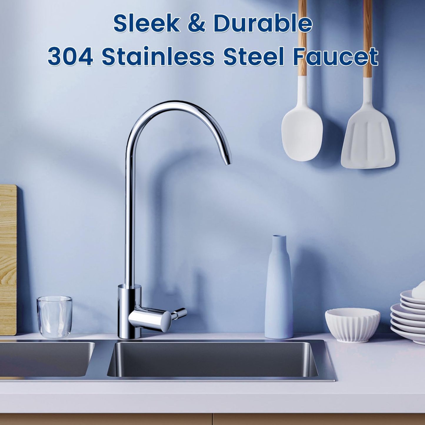Q6-C2-Vortopt Under Sink Water Filter System - Water Filter Under Sink with 304 Stainless Steel Faucet, 