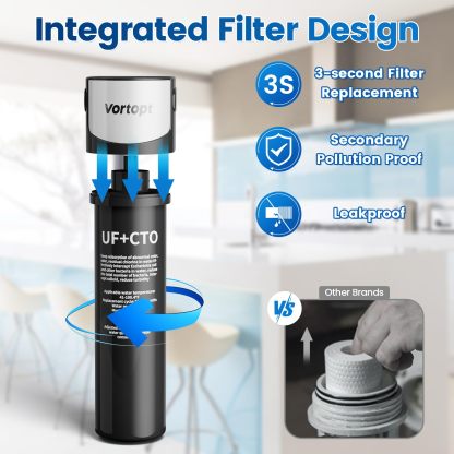 Q6-UF-Vortopt Under Sink Water Filter -  Water Filter Under Sink with Faucet