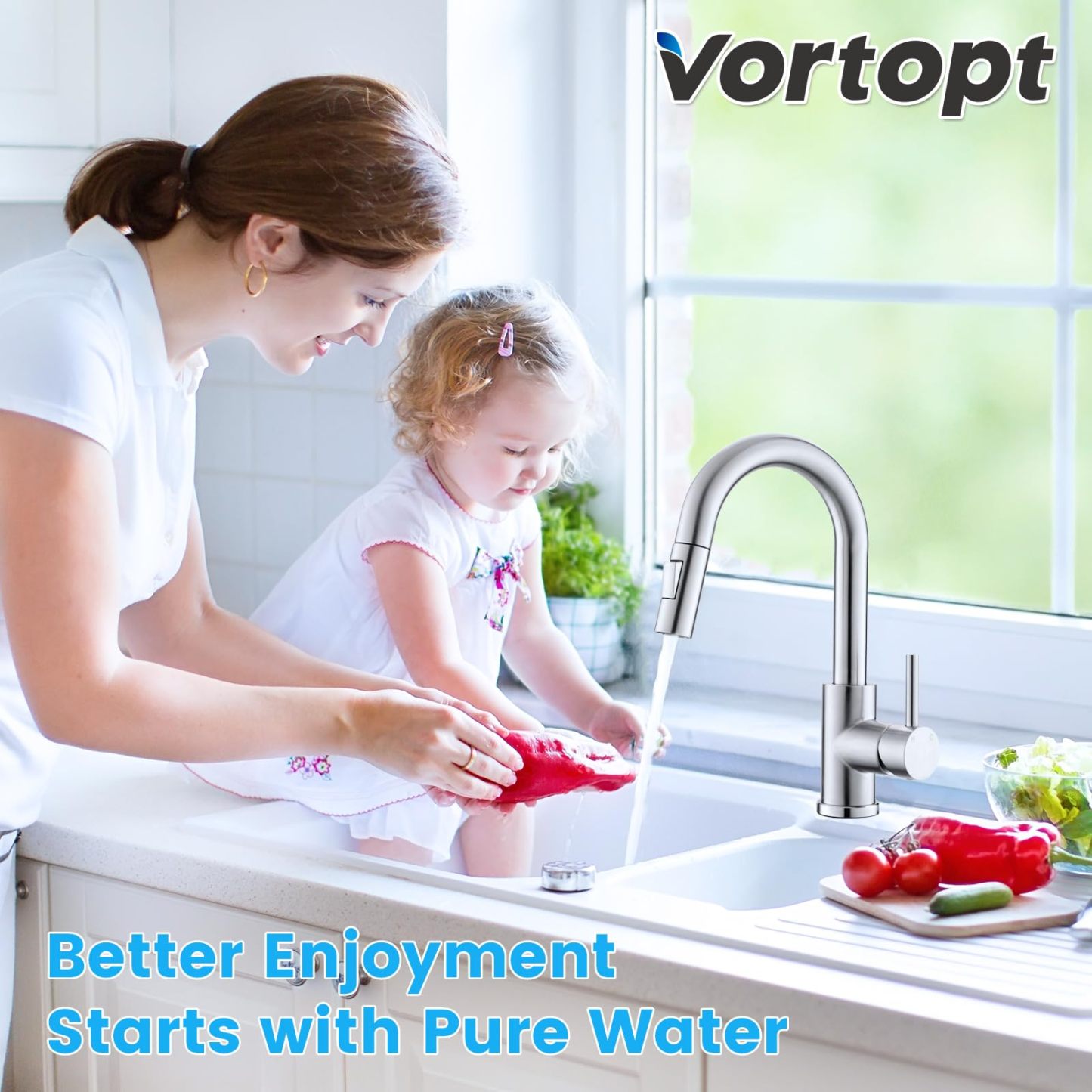 F8 -Vortopt Countertop Water Filtration System - Faucet Water Filter for Sink - Water Purifier for Kitchen