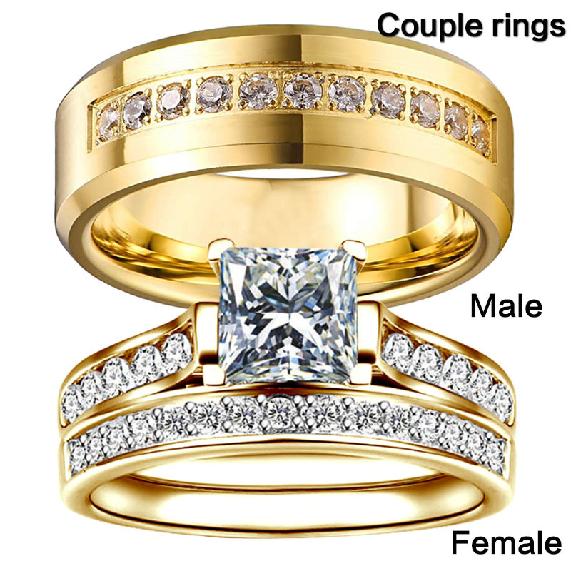 🔥 Last Day Buy Women Ring Take Men Ring  Add 2 To Cart Automatic Discount 🔥Golden Wedding Bands Bridal Sets Engagement