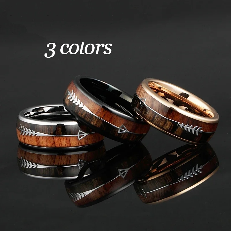 🔥 Last Day Buy 1, Get 1 FREE!Free Jewelery! Add 2 To Cart Automatic Discount 🔥Tungsten Carbide Rings Wedding Bands Nature Wood Arrow Inlay