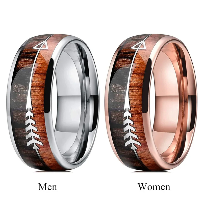 🔥 Last Day Buy 1, Get 1 FREE!Free Jewelery! Add 2 To Cart Automatic Discount 🔥Couple Tungsten Carbide Rings Wedding Bands Nature Wood Arrow Inlay