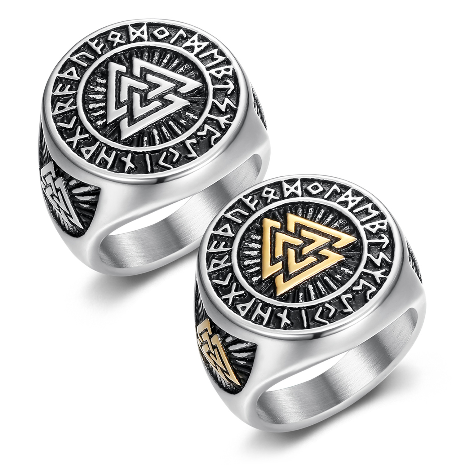 🔥 Last Day 49% OFF+Free Golden Necklace+Gift Box🔥 3rd Free,Add 3rd To Cart Auto Discount 🔥Hip Hop Viking Ring