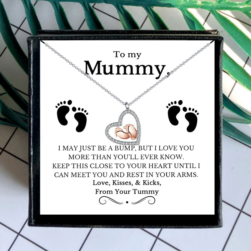 🔥 Luxury " To My Mummy" Feet Pendant Necklace With Gift Box And Greeting Card 