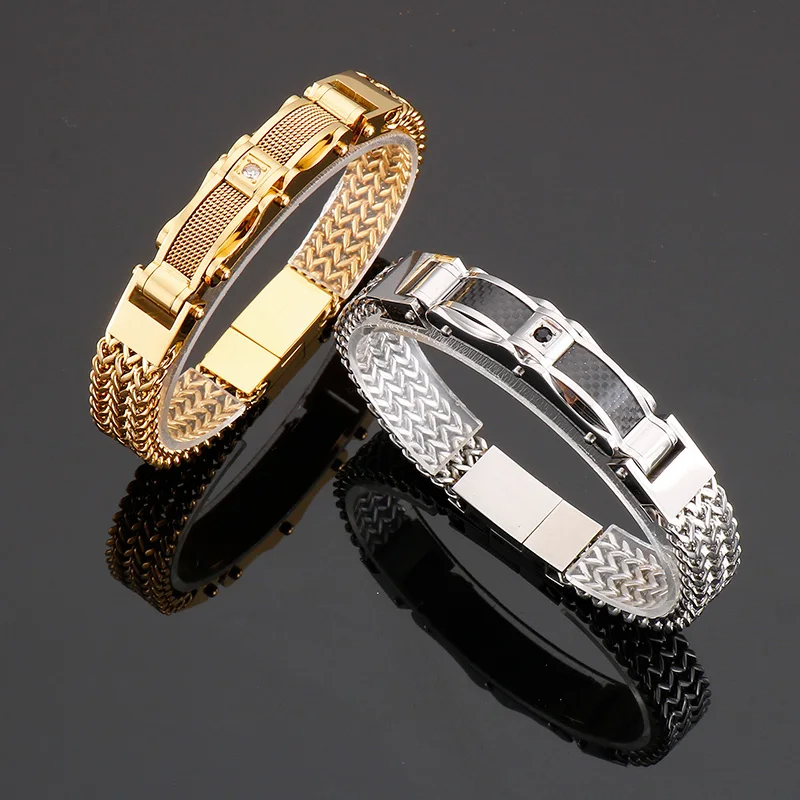 [Copy]🔥 Last Day Free Shipping 49% OFF+Free Golden Necklace 🔥 3rd Free,Add 3rd To Cart Auto Discount 🔥Mesh Chain Bracelet Stainless Steel Magnet Clasp