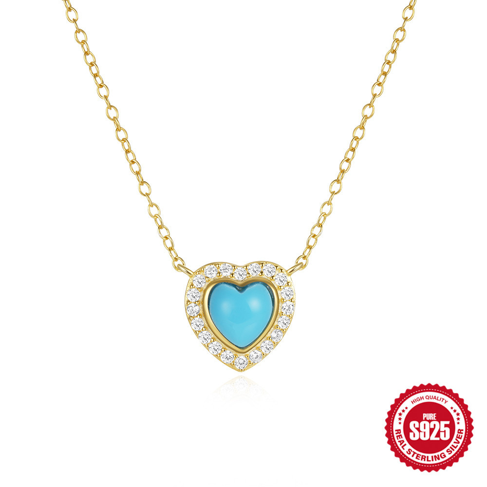 🔥 Last Day Buy 1, Get 1 FREE!  Add 2 To Cart Automatic Discount 🔥18k Golden Palted Real 925 Sterling Silver Turquoise Necklace Wedding Bridal  Engagement