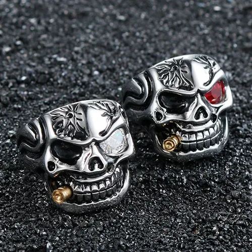 🔥 Last Day! Free Jewelry! 49% OFF,$10 Discount 2nd 50% OFF 🔥Diamond Skull Titanium Steel Ring Personality Punk
