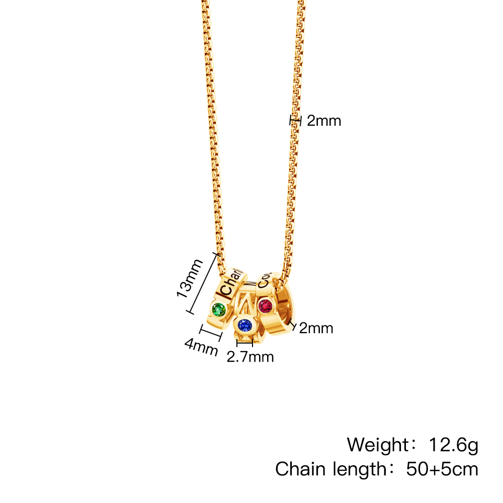 Custom Name & Birthstone Rings Necklace For Mother