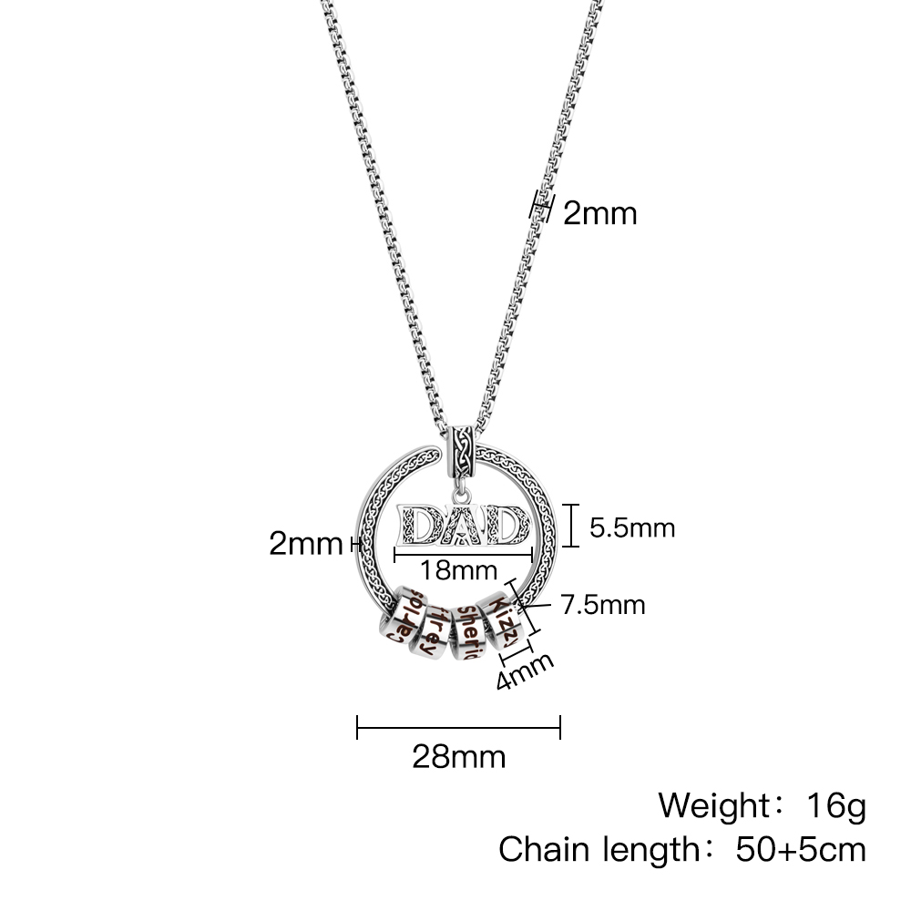 DAD Celtic Pendent Necklace With Custom Name Beads