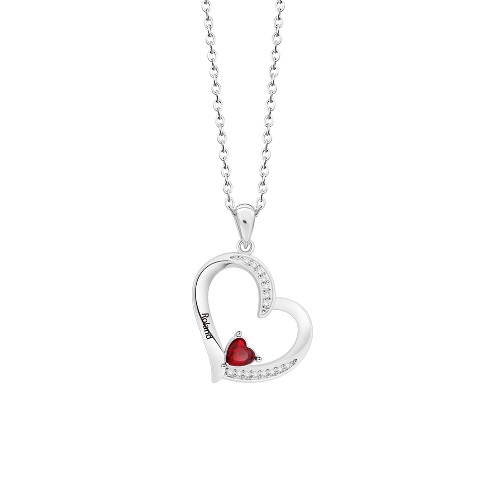 Forever Love 1 - 6 Name & Bithstone Heart Necklace For Mother