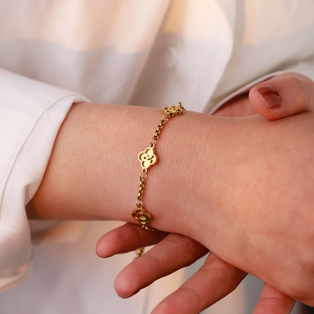 Personalized Initials Flower Charms Bracelet