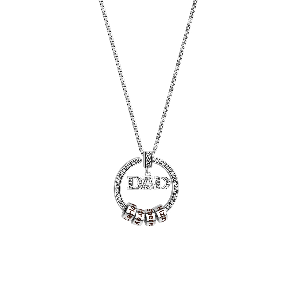 DAD Celtic Pendent Necklace With Custom Name Beads