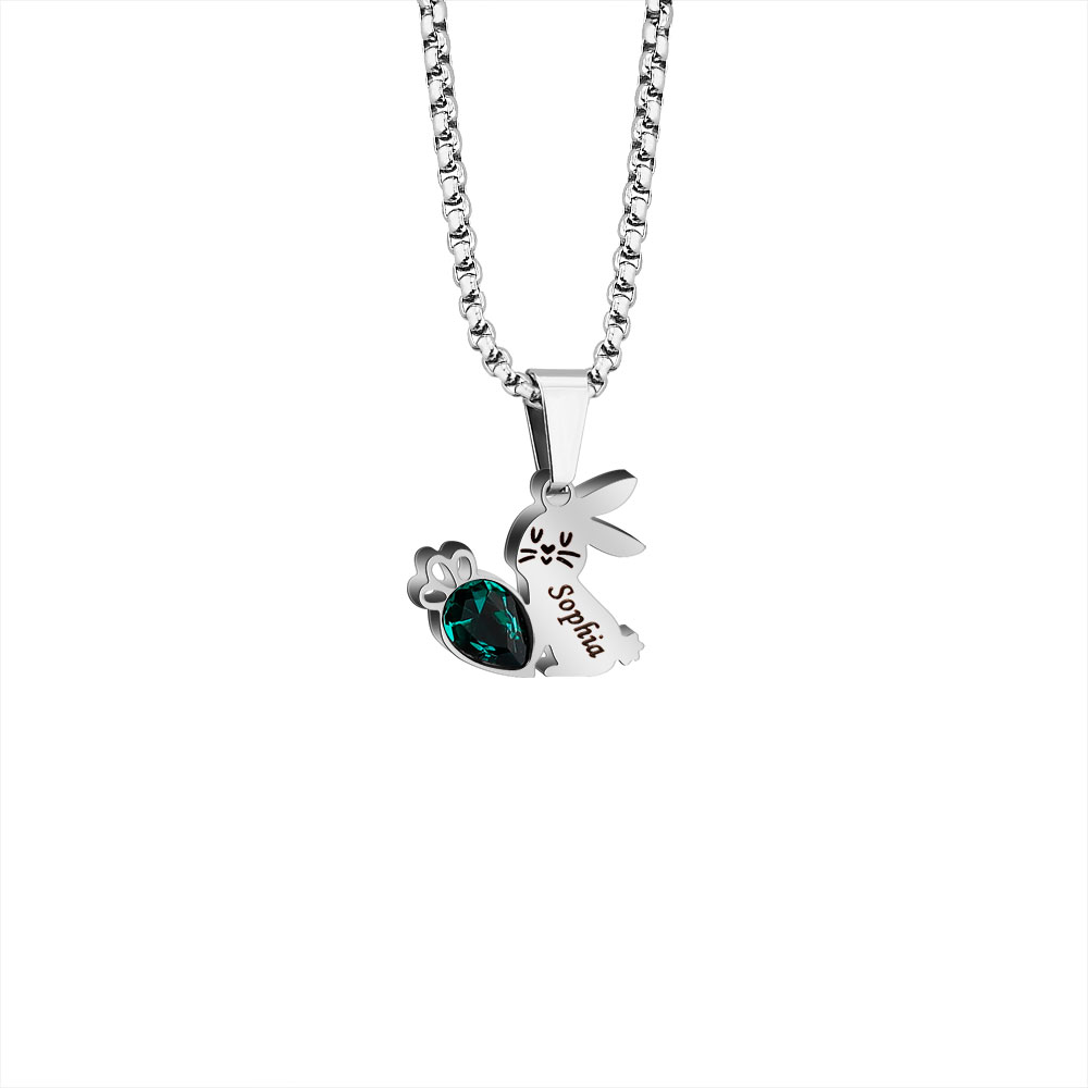Easter Gifts Personalized Bunny Name Birthstone Necklace