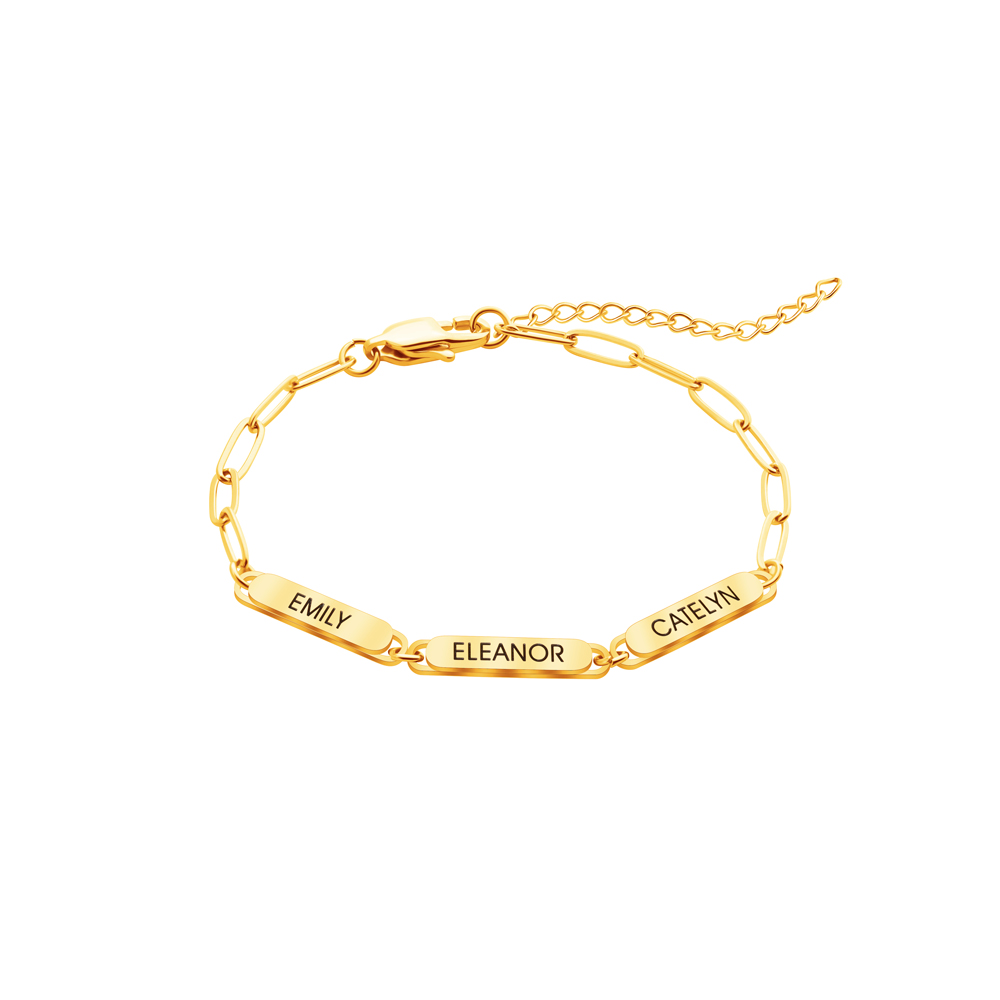 Mother's Day Gift Personalized Link Bracelet With Family Name Tag 