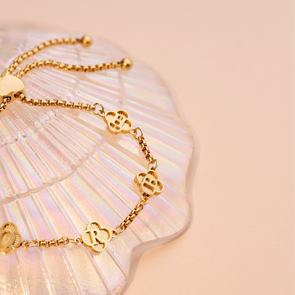 Personalized Initials Flower Charms Bracelet