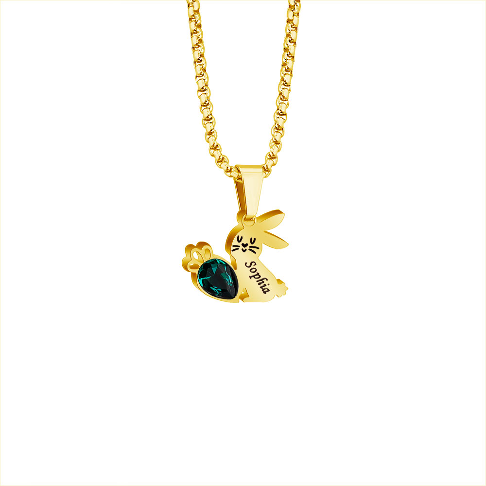 Easter Gifts Personalized Bunny Name Birthstone Necklace