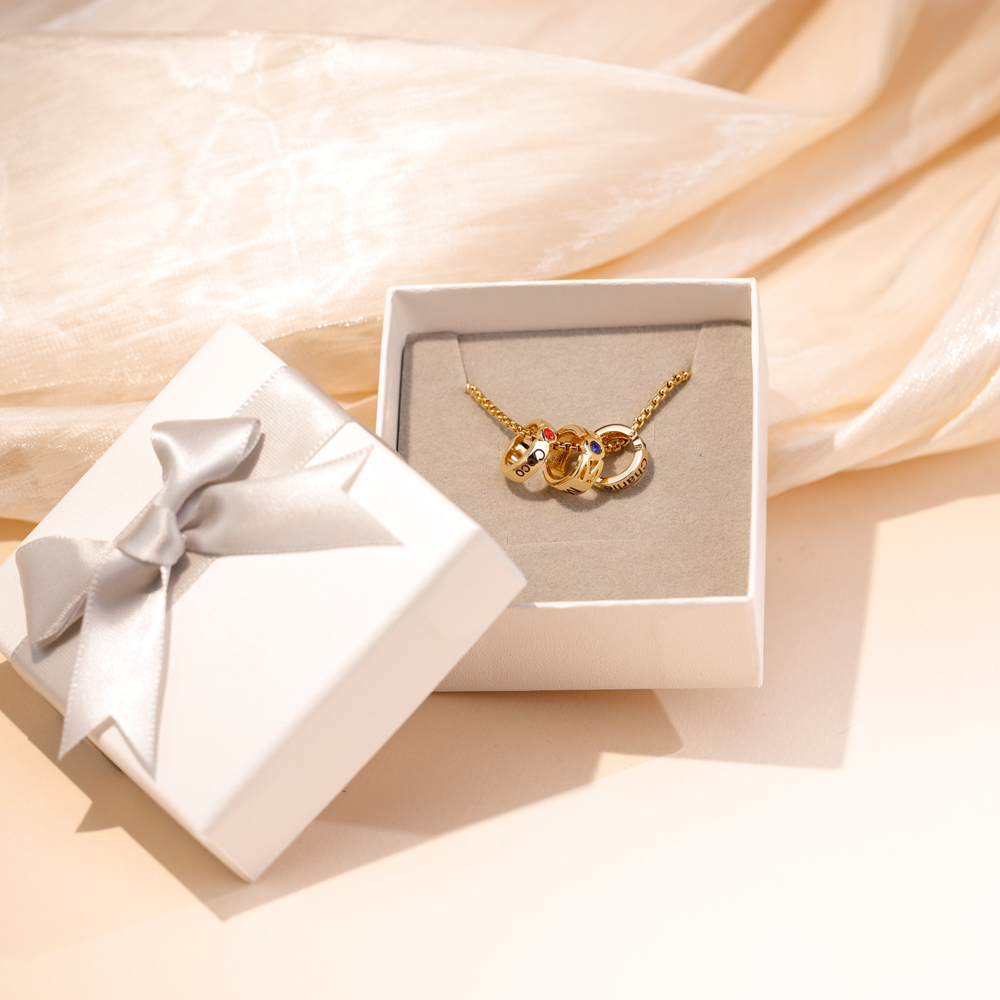 Custom Name & Birthstone Rings Necklace For Mother