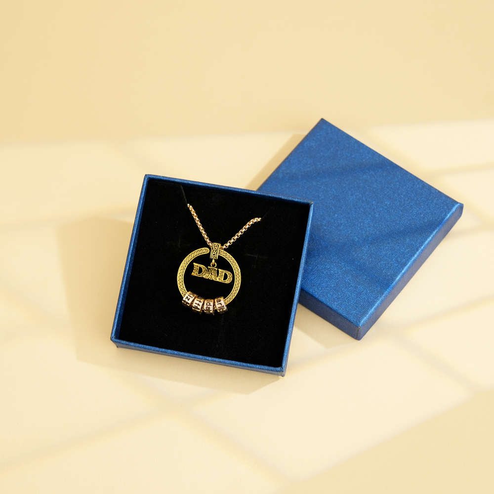 DAD Celtic Pendent Necklace With Custom Name Beads