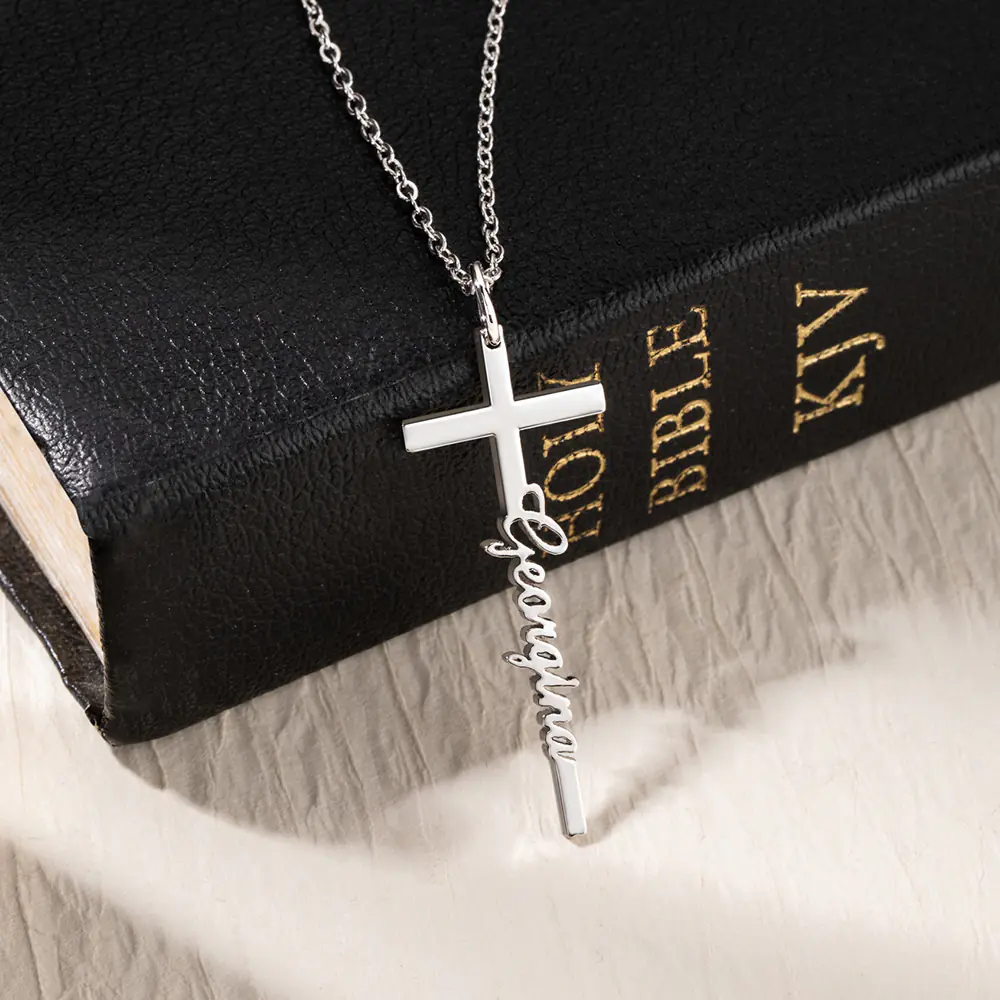 Personalized Cross Name Necklace, Crucifix Necklace, Baptism/Christening/First Communion Gift